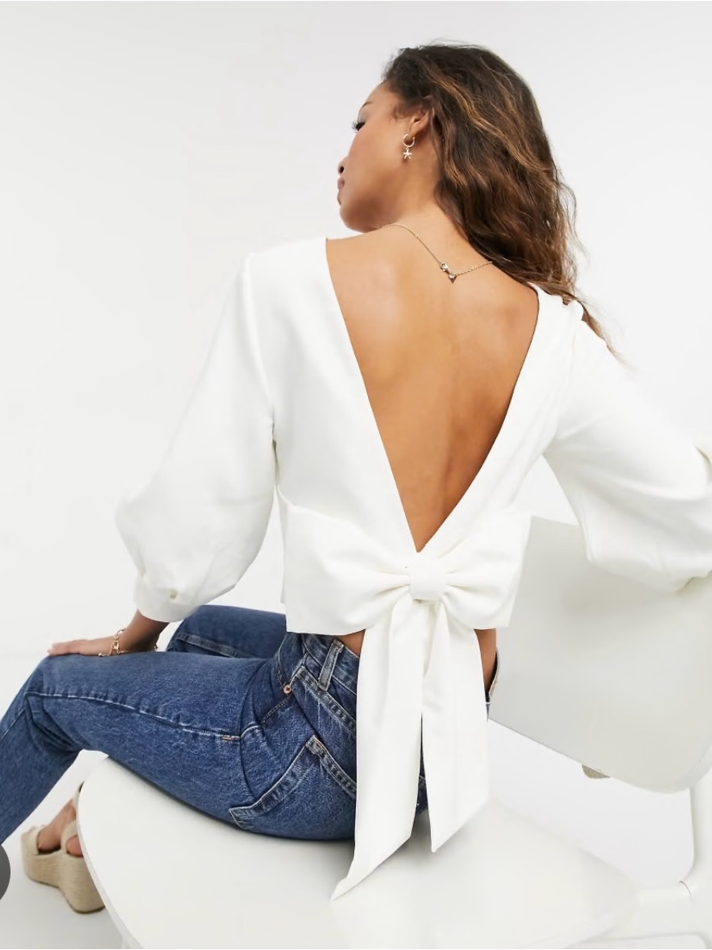 Backless Blouse with Bow